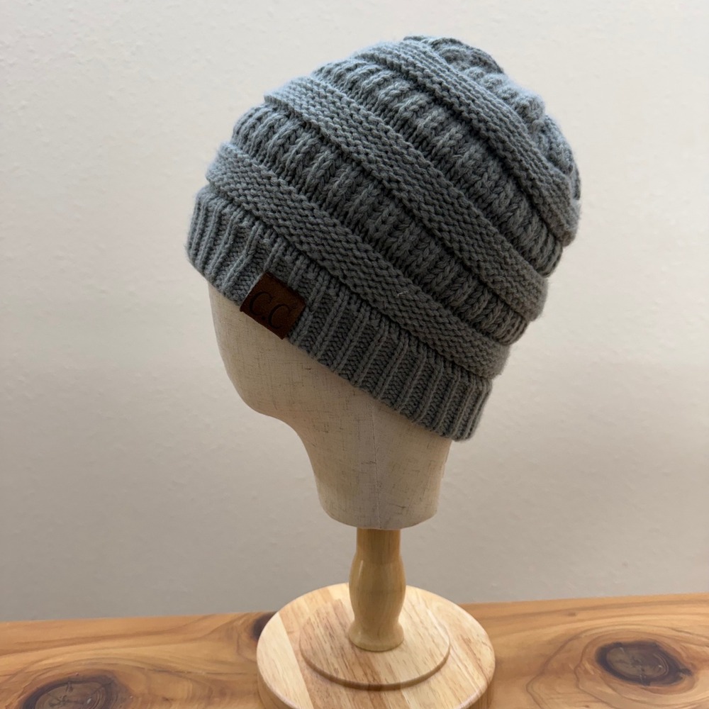 C.C‎ Exclusives Gray Chunky Ribbed Winter Boho Streetwear Knit Cap Beanie Hat